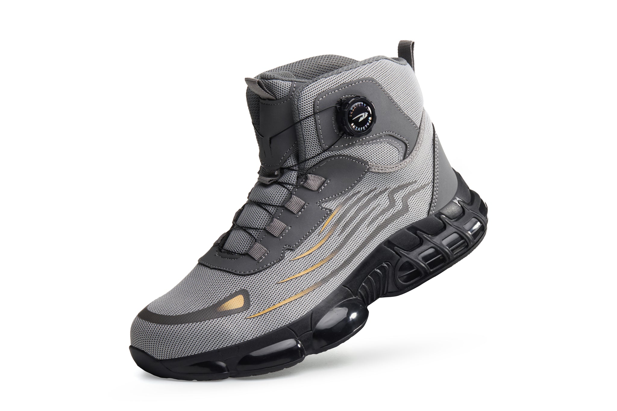 Fanmalls S3 Ultraleichte, verschleißfeste Sicherheitsschuhe mit Stahlkappe-Drehschnalle-40