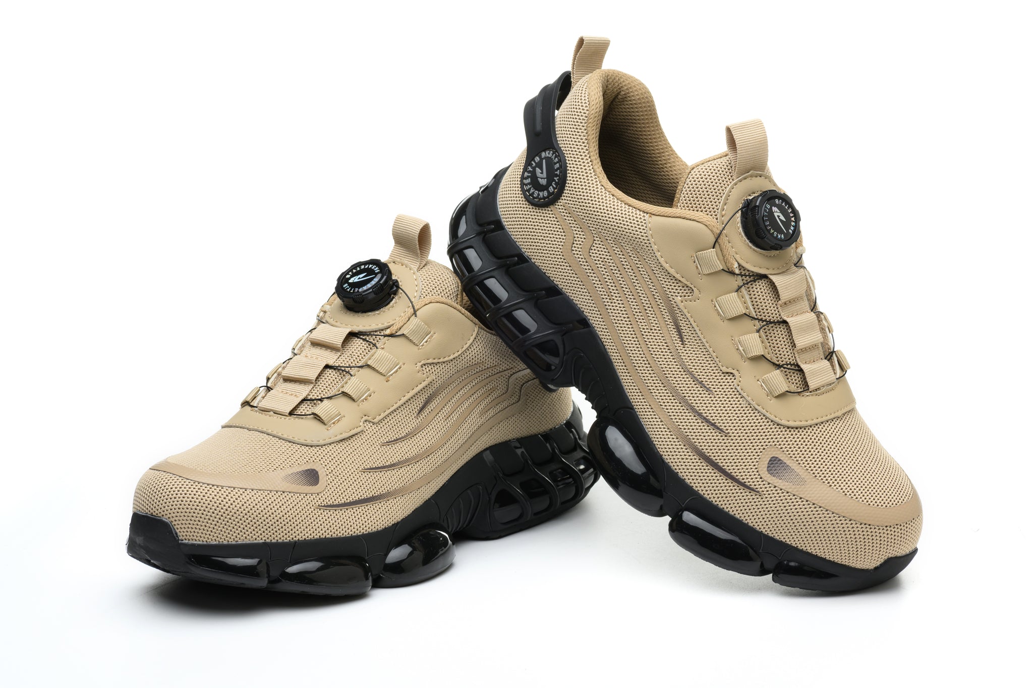 Fanmalls S3 Ultraleichte, verschleißfeste Sicherheitsschuhe mit Stahlkappe-Drehschnalle-40