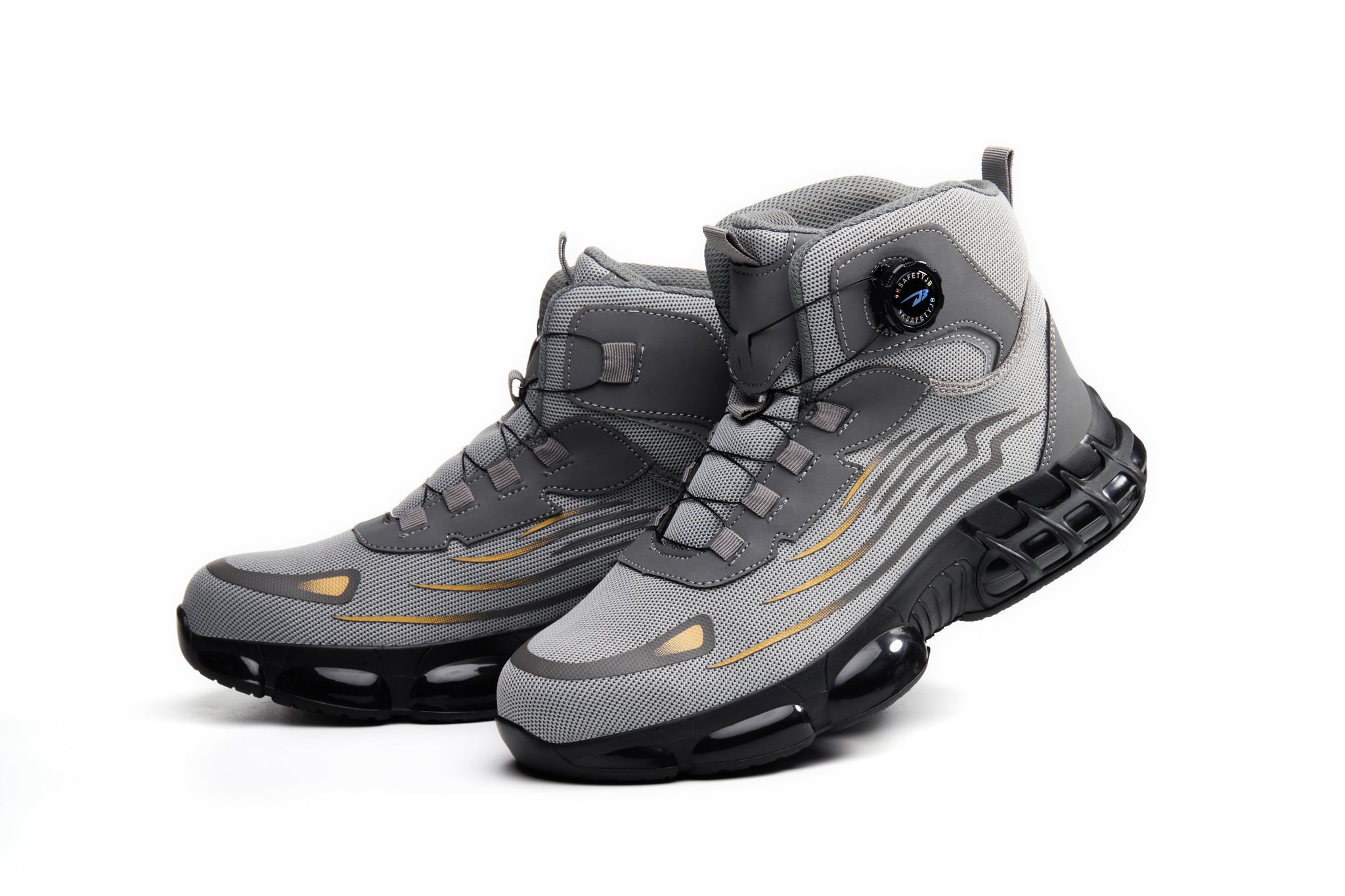 Fanmalls S3 Ultraleichte, verschleißfeste Sicherheitsschuhe mit Stahlkappe-Drehschnalle-40