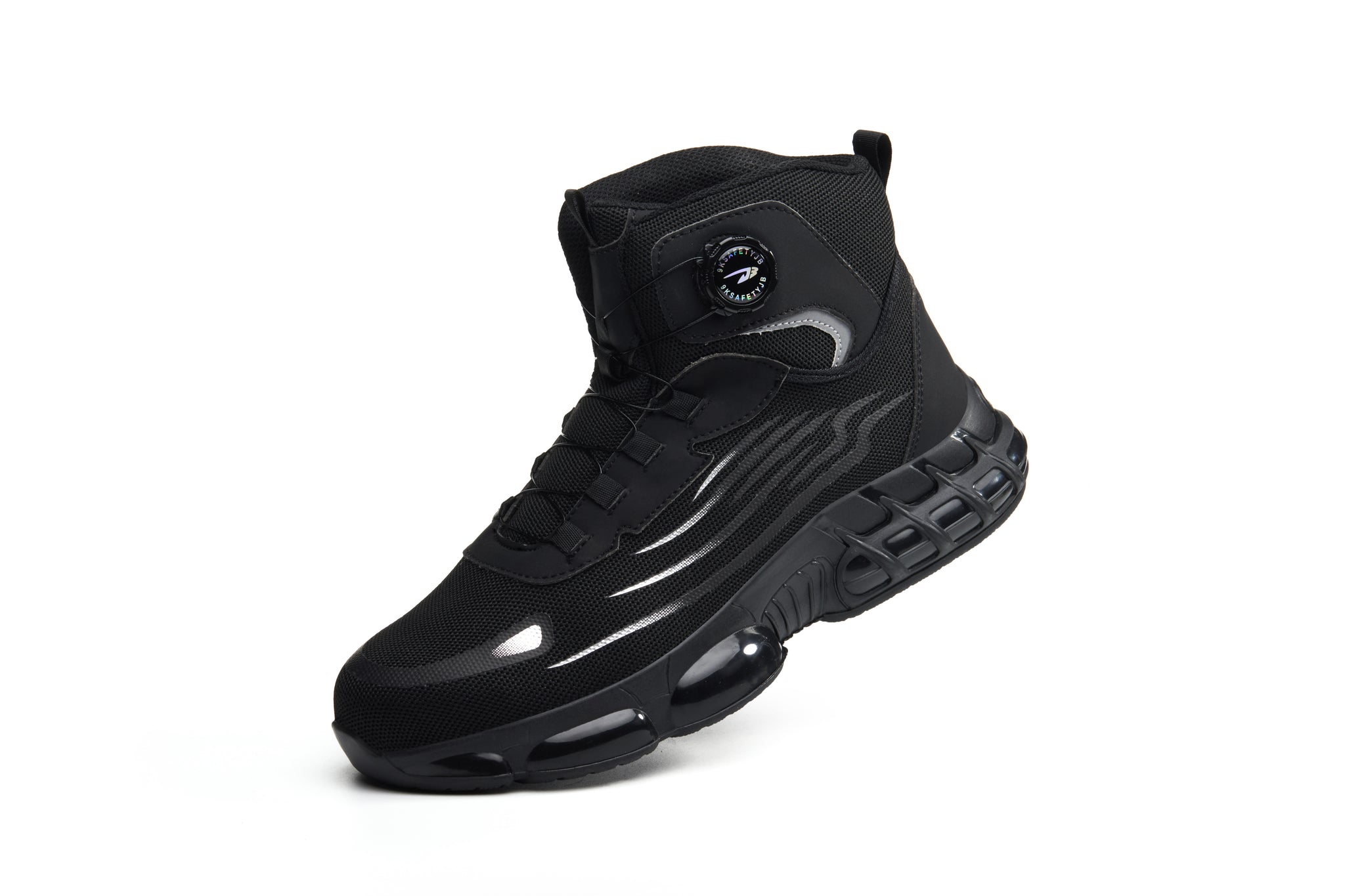 Fanmalls S3 Ultraleichte, verschleißfeste Sicherheitsschuhe mit Stahlkappe-Drehschnalle-40