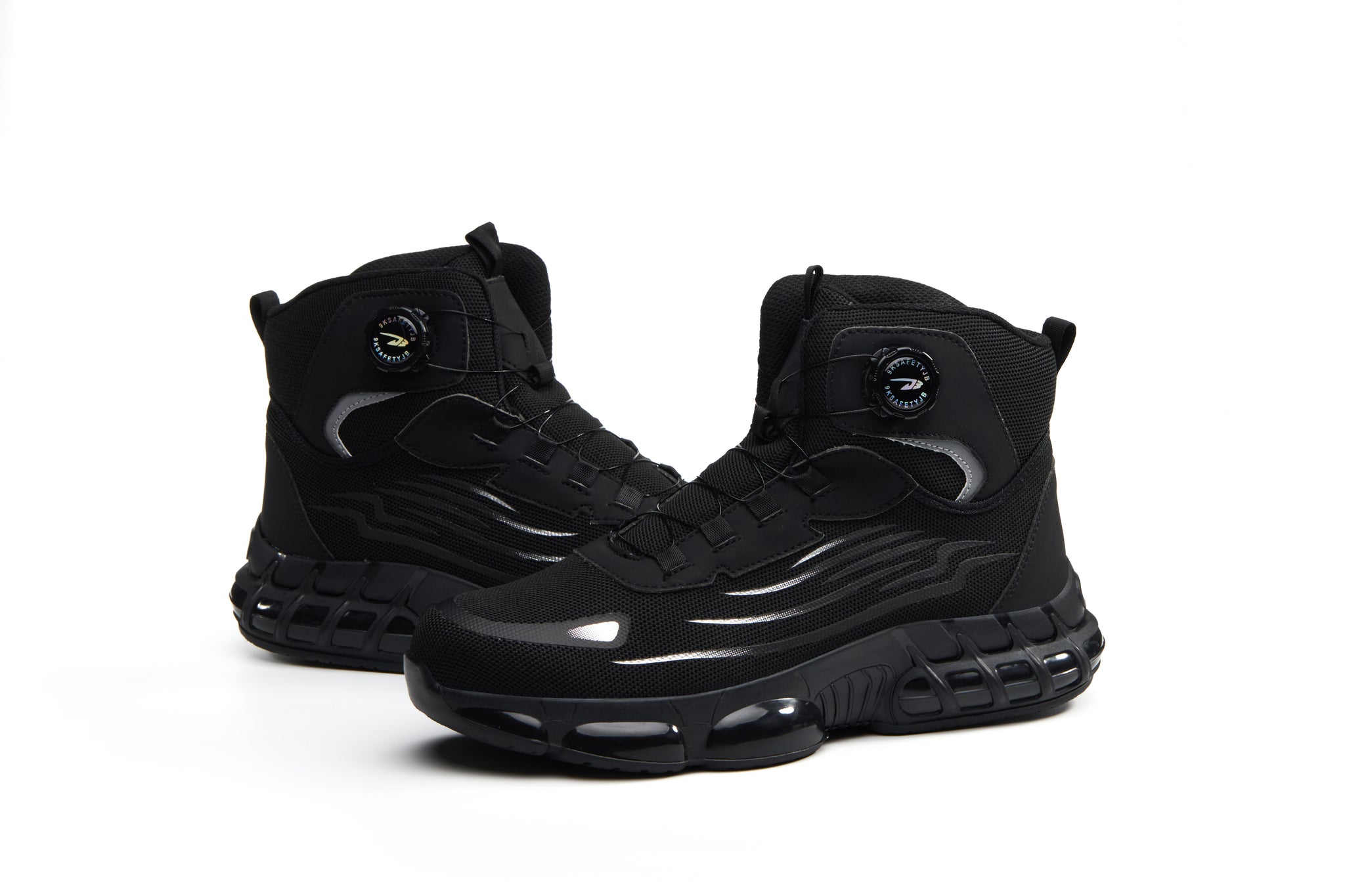 Fanmalls S3 Ultraleichte, verschleißfeste Sicherheitsschuhe mit Stahlkappe-Drehschnalle-40