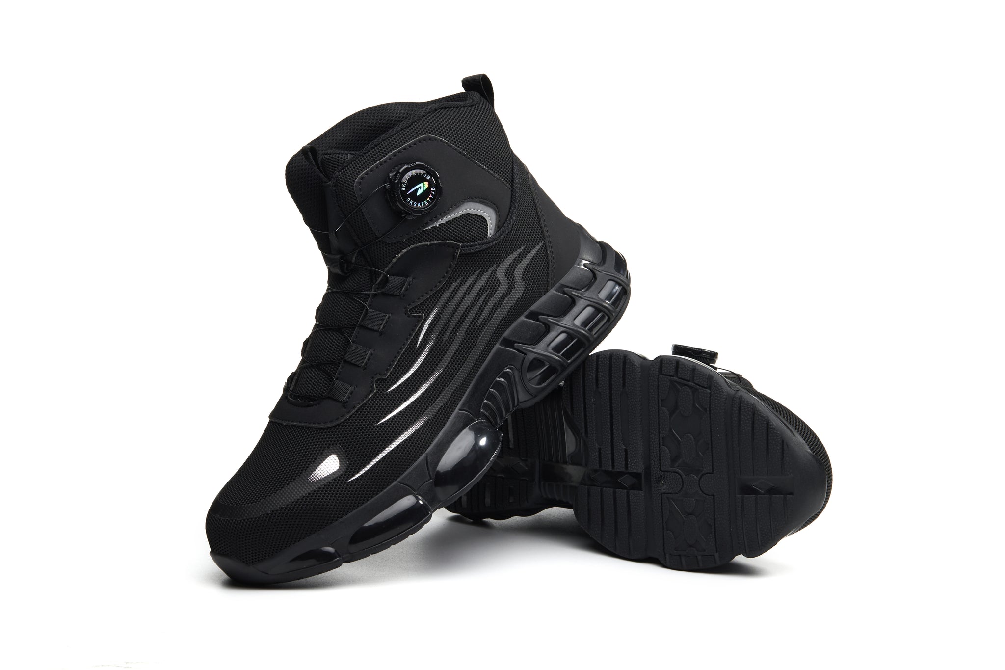 Fanmalls S3 Ultraleichte, verschleißfeste Sicherheitsschuhe mit Stahlkappe-Drehschnalle-40