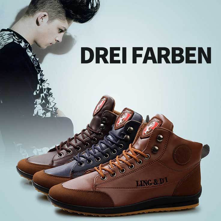 Winter Herren Stiefel lässig flache Retro Lederstiefel